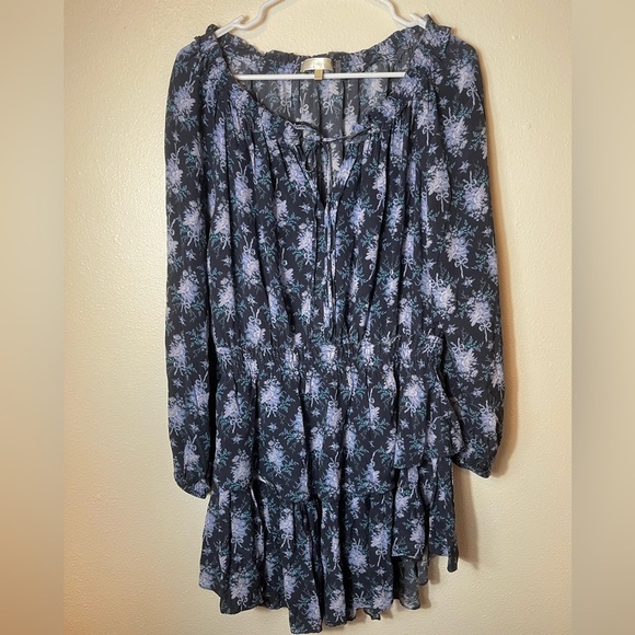 LOVESHACKFANCY Popover Floral Print Mini Blouson Dress Size L - Picture 6 of 9
